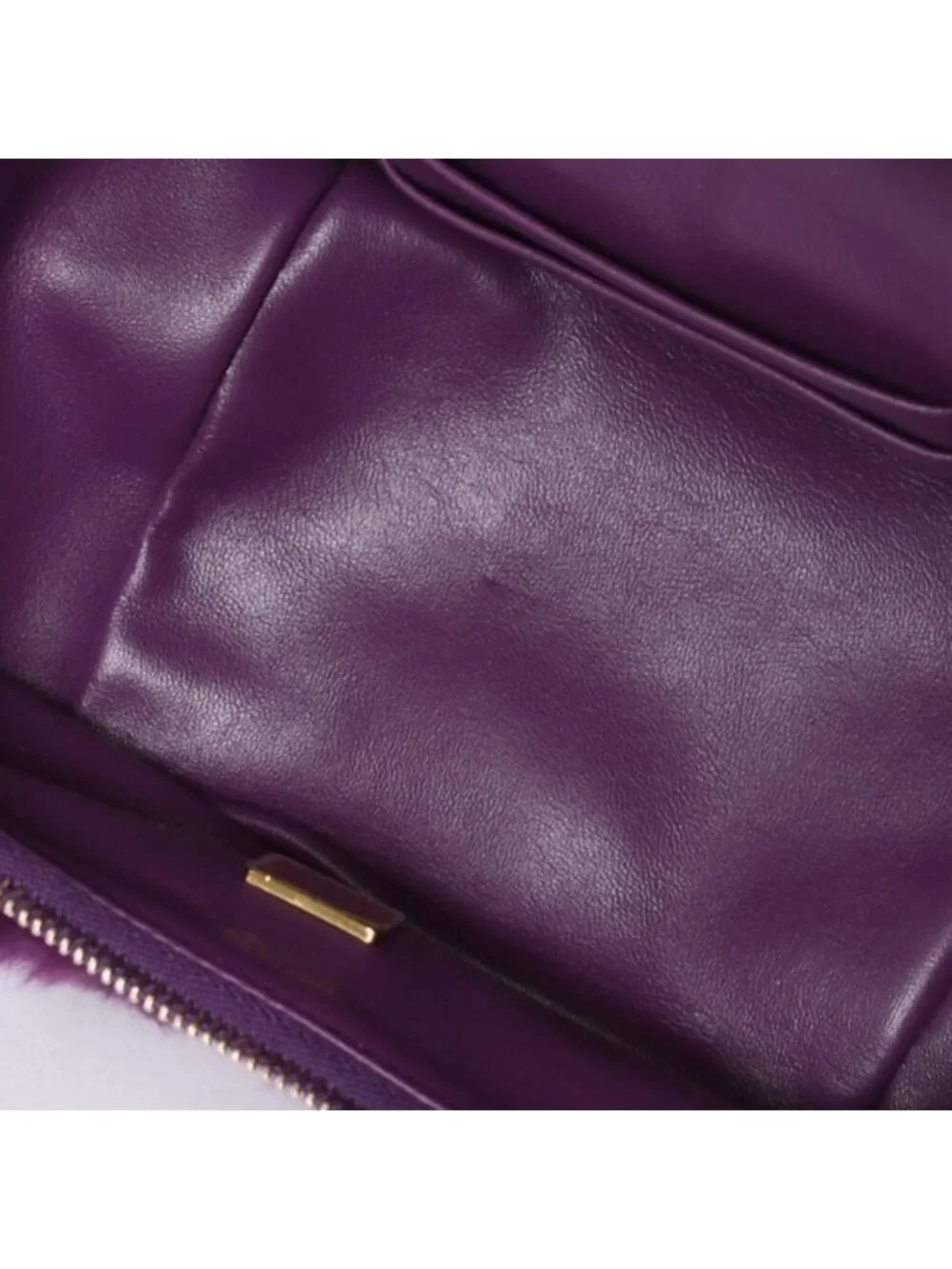 Chanel CC Logo Vanity 2-Way Shoulder Bag Shearling Purple Gold